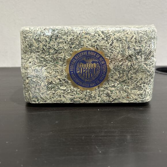 Federal Reserve Bank New York Shredded US Currency Money Cash Briquette Brick - Picture 3 of 9